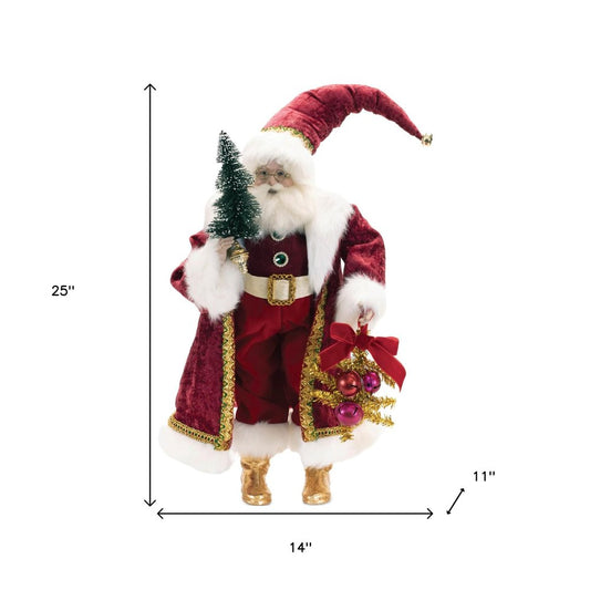 25" Red And White Resin Christmas Santa Figurine