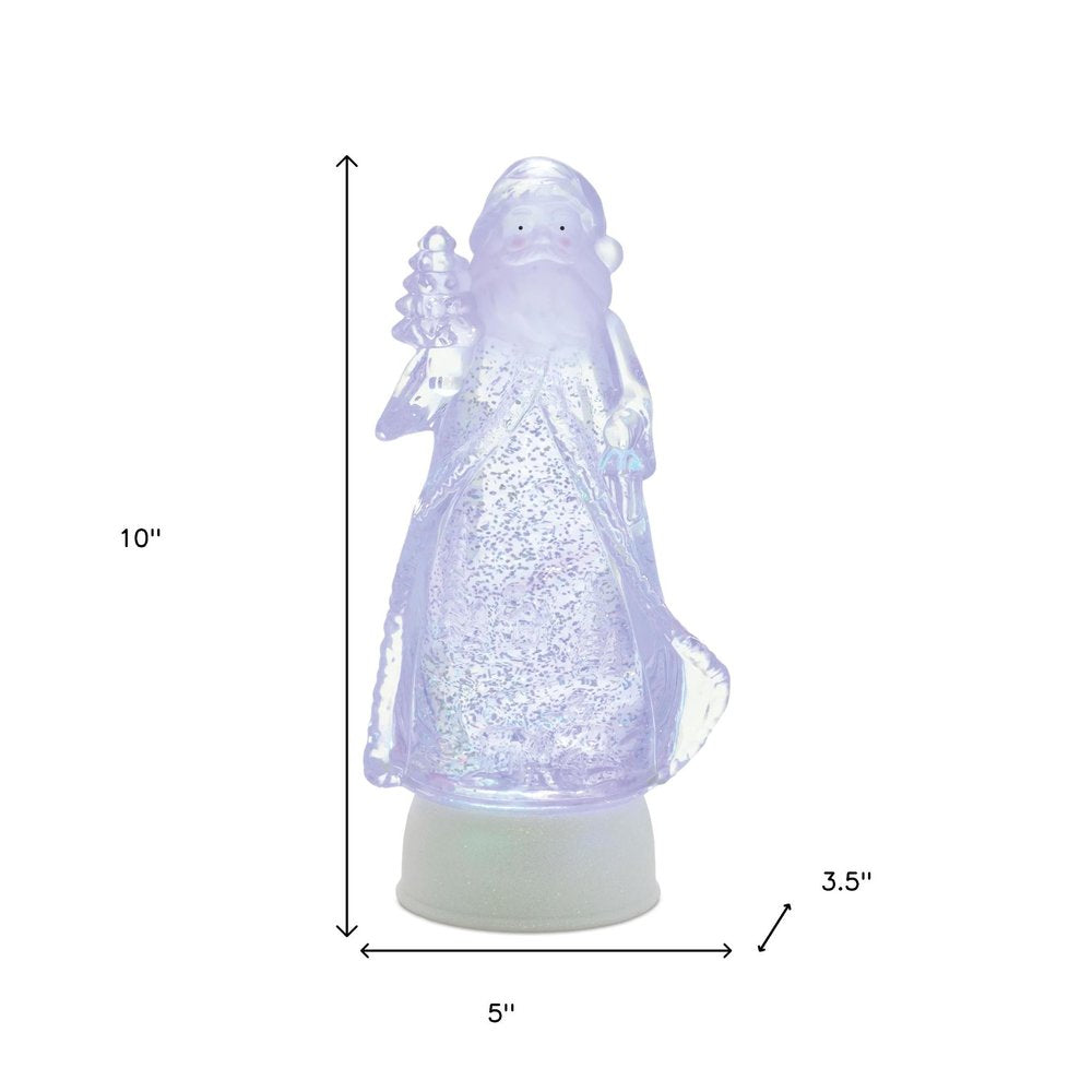 10" Clear Plastic Christmas Santa Tabletop Sculpture with LED
