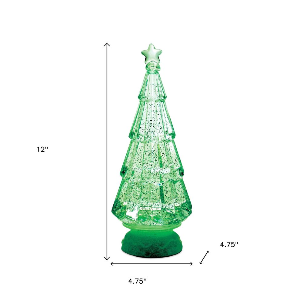 12" Green Plastic Trees Christmas Christmas Tree Tabletop Sculpture with LED