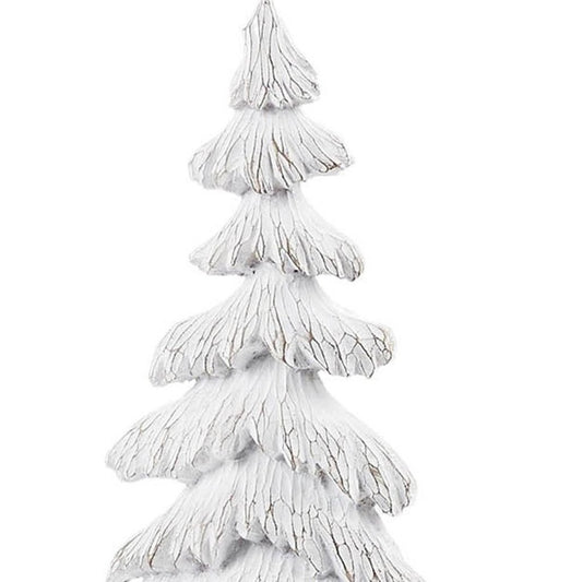 Set of Two White Polyresin Trees Tabletop Sculpture