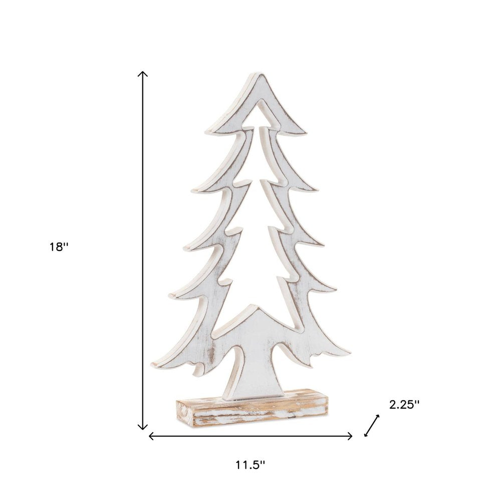 Set of Two White And Beige Trees Tabletop Sculpture