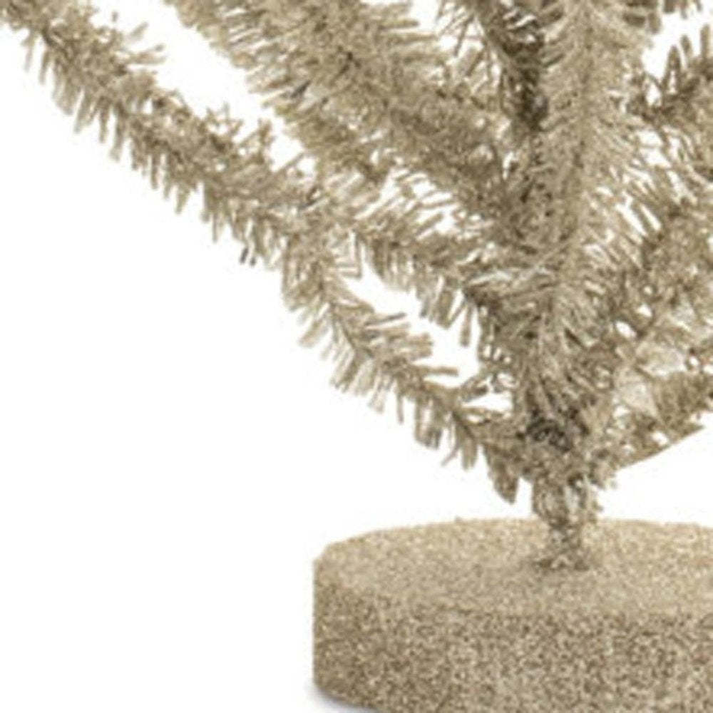 Set of Two Silver Plastic Trees Tabletop Sculpture