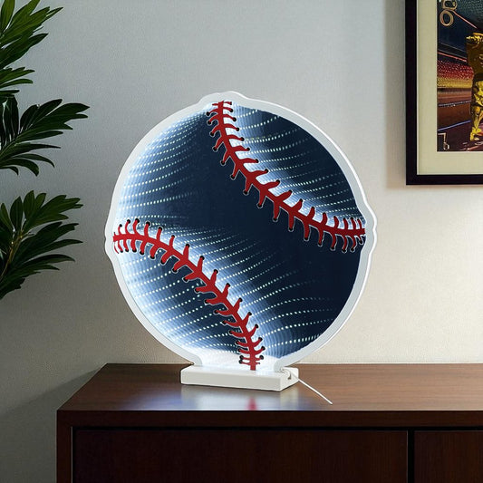 16" Red And White Acrylic Baseball Tabletop Sign with LED