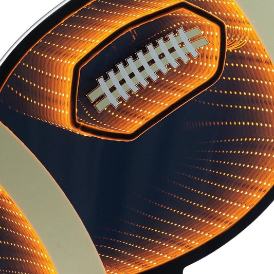 14" Black Orange And White Acrylic Football Tabletop Sign with LED