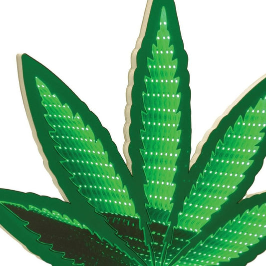 18" Green Acrylic Leaf Tabletop Sign with LED