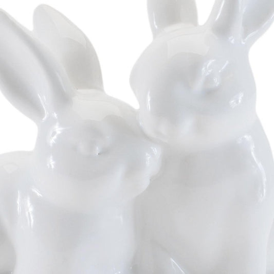 Set of Four White Ceramic Rabbit Figurine
