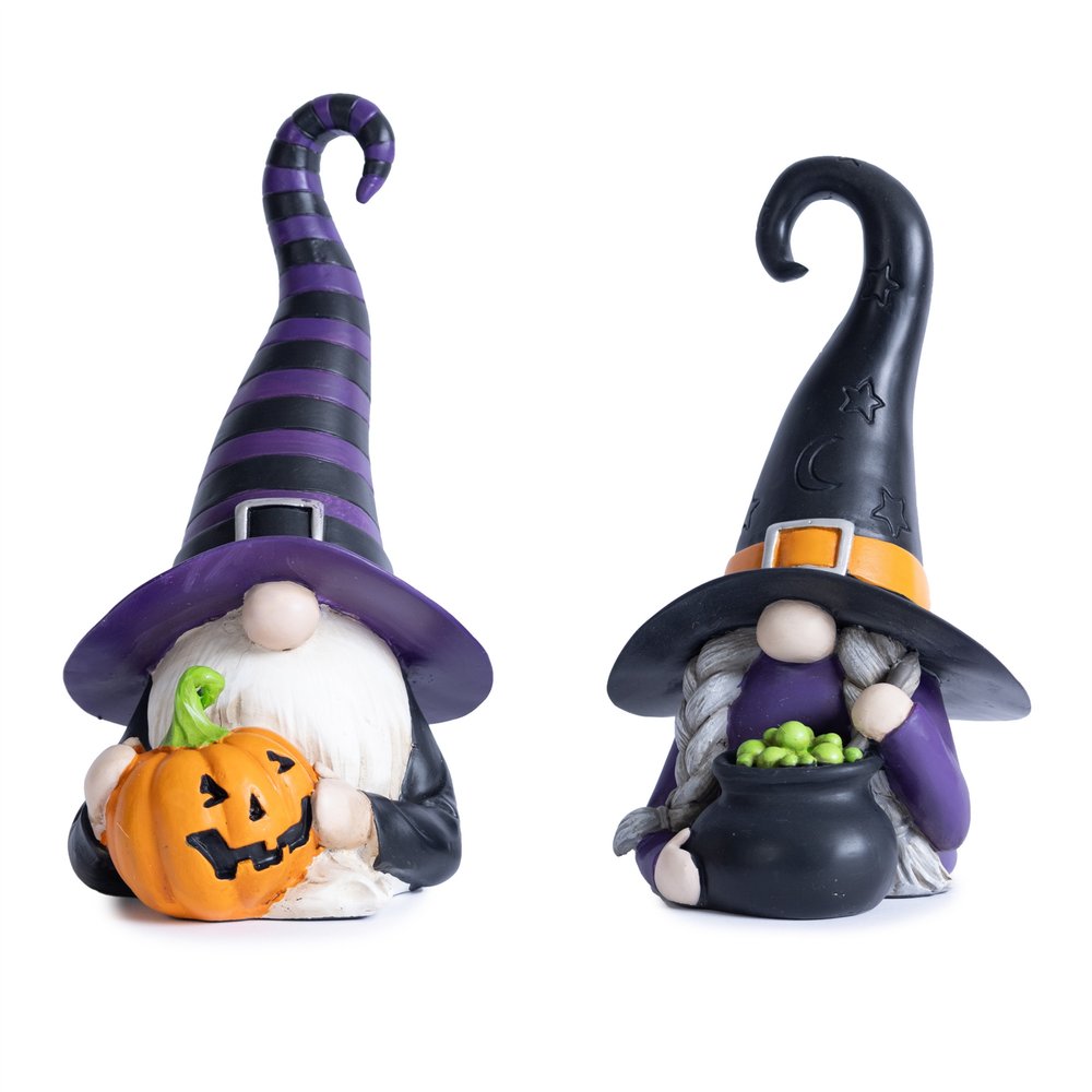 Set of Two Black Orange And Purple Polyresin Figurine