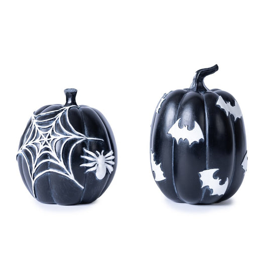 Set of Two Black And White Polyresin Tabletop Sculpture