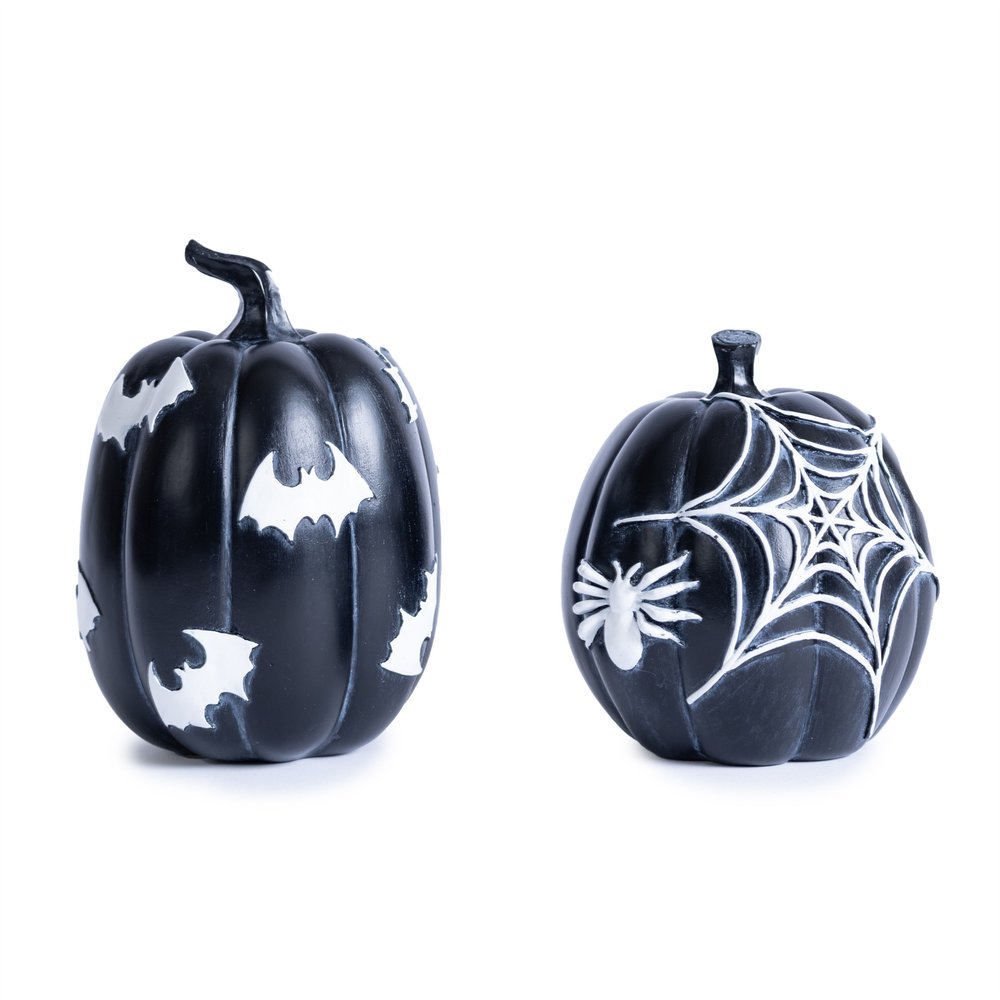 Set of Two Black And White Polyresin Tabletop Sculpture