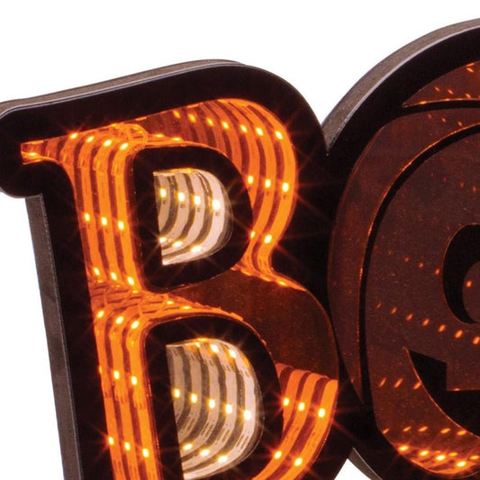 8" Orange And Black Acrylic Halloween Tabletop Sign with LED