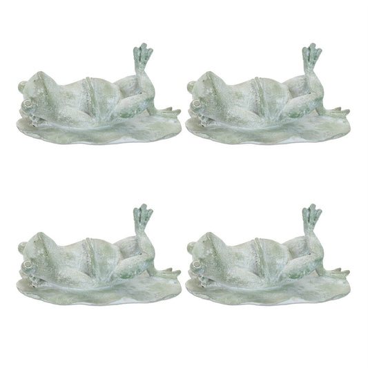 Set of Four Green Polyresin Frog Figurine