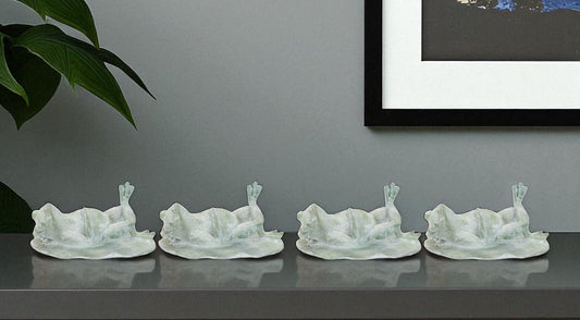 Set of Four Green Polyresin Frog Figurine