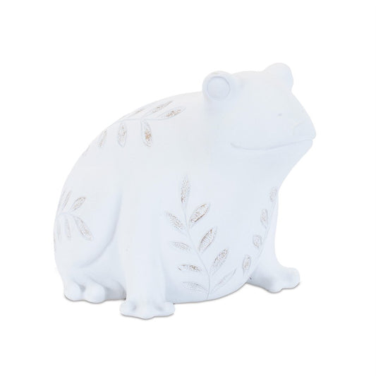 Set of Two White Polyresin Frog Figurine