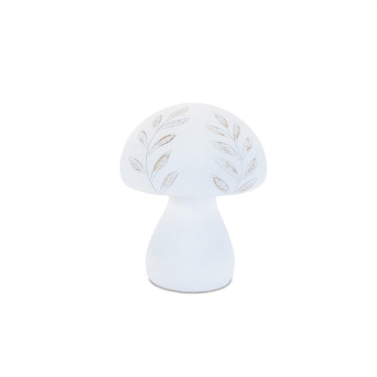Set of Two White Polyresin Mushroom Tabletop Sculpture