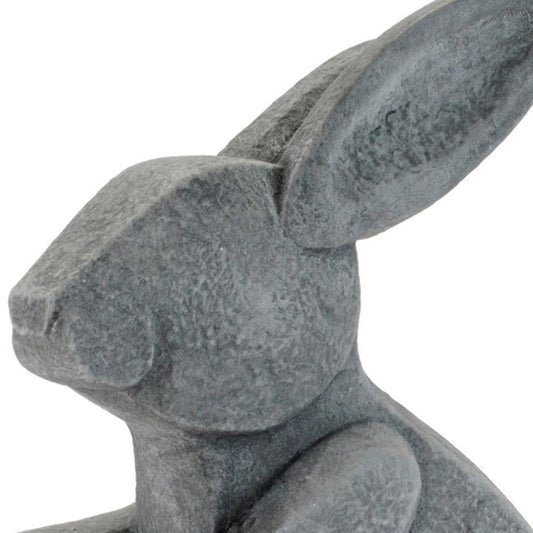 Set of Two Gray Polyresin Rabbit Figurine
