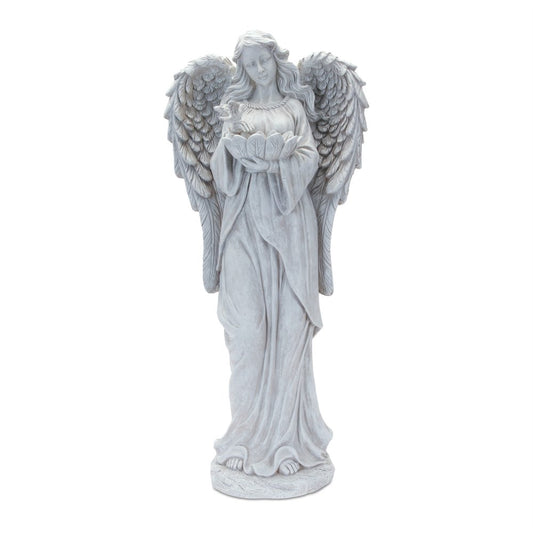 16" Gray Polyresin Angel Christmas Tabletop Sculpture