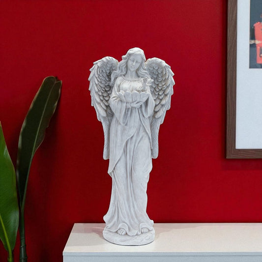 16" Gray Polyresin Angel Christmas Tabletop Sculpture