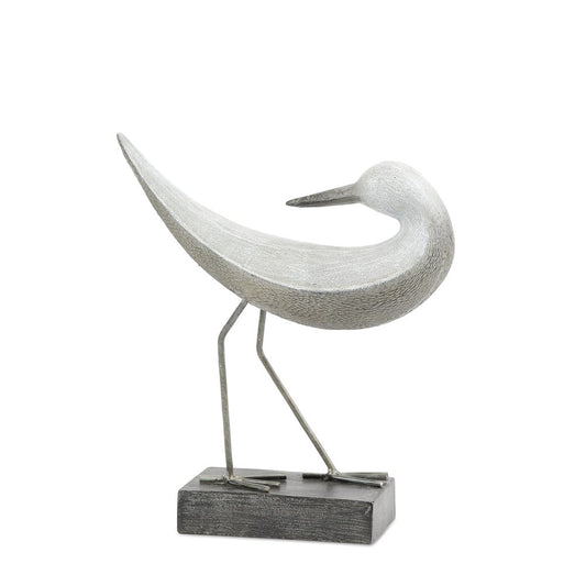 Set of Two White Polyresin Bird Figurine