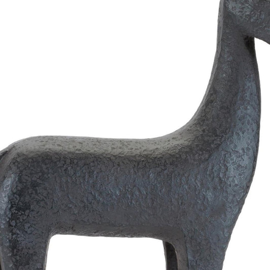 Set of Two Black Polyresin Horse Tabletop Sculpture