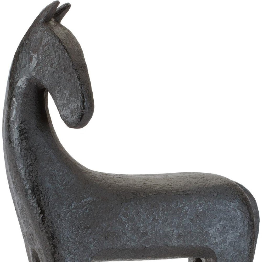 Set of Two Black Polyresin Horse Tabletop Sculpture