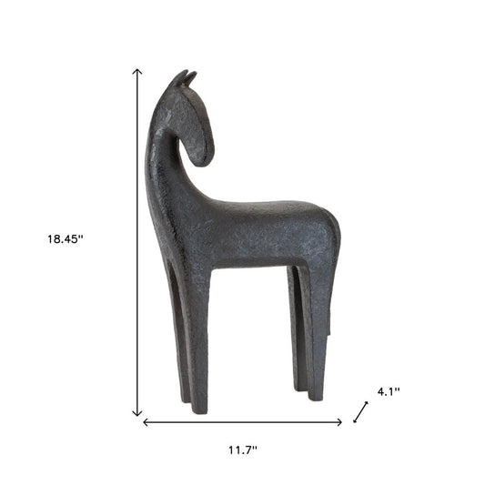Set of Two Black Polyresin Horse Tabletop Sculpture