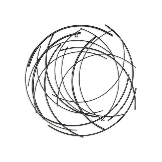 20" X 20" Black Abstract Metal Circle Hanging Dimensional Sculpture