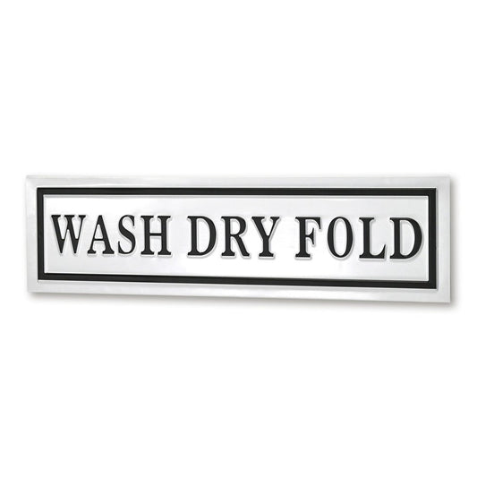 10" X 36" White And Black Wash Dry Fold Metal Wall Decor
