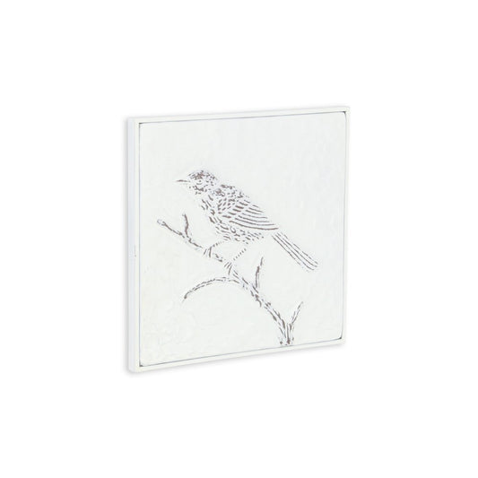 10" X 10" White Bird Metal Square Hanging Wall Decor