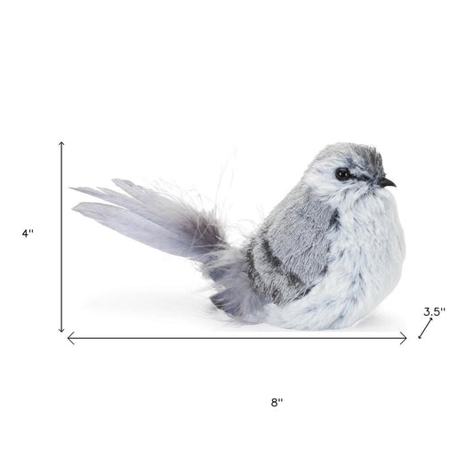 12 Gray Fabric Bird Tabletop Sculpture