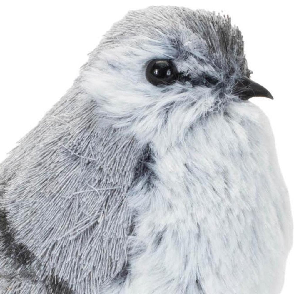 12 Gray Fabric Bird Tabletop Sculpture
