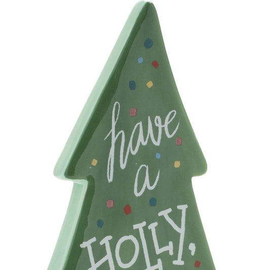 Set of Four Green Ceramic Trees Christmas Christmas Tree Tabletop Sculpture