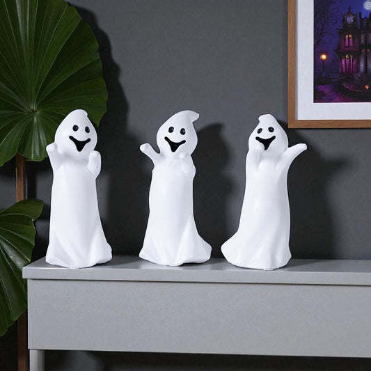 Set of Three White Polyresin Figurine