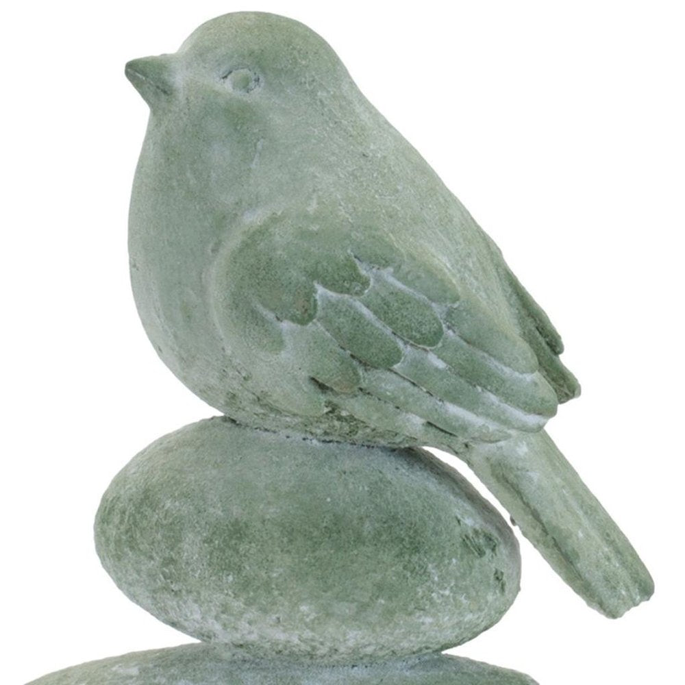 Set of Four Green Polyresin Bird Figurine