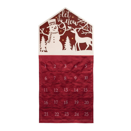 35" X 17" Red And White Christmas Advent Calendar Let it Snow Wood Hanging Wall Decor