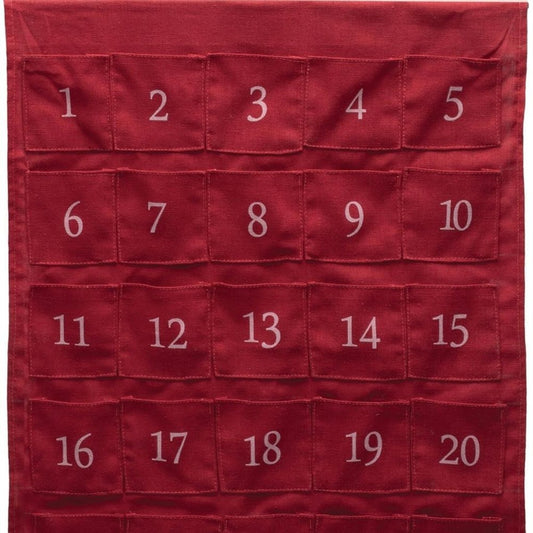 35" X 17" Red And White Christmas Advent Calendar Let it Snow Wood Hanging Wall Decor