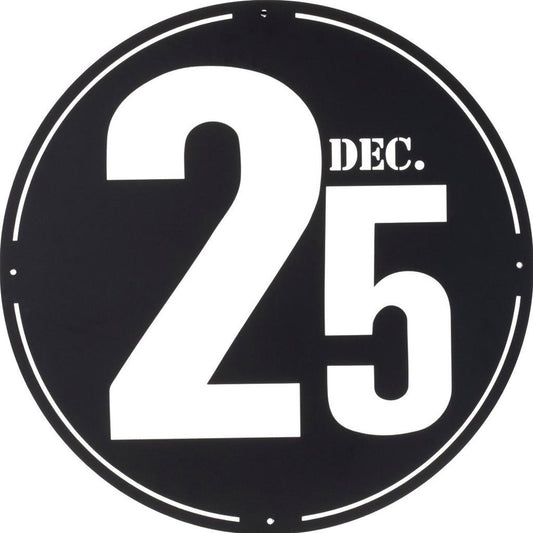 24" X 24" Black Christmas Dec 25th Iron Circle Hanging Wall Decor