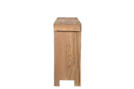 72" Natural Solid Wood Three Drawer Sideboard with Five Doors