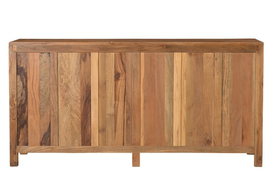 71" Brown Solid Wood Carved Geometric Sideboard with Four Doors