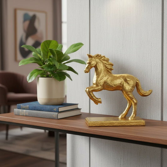 7" Gold Cast Iron Horse Tabletop Sculpture
