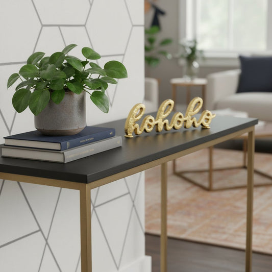 9" Gold Cast Iron Christmas Tabletop Sign