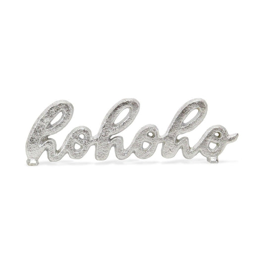 9" Silver Cast Iron Christmas Tabletop Sign