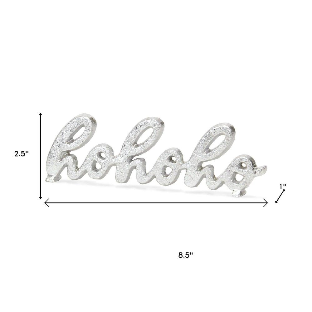 9" Silver Cast Iron Christmas Tabletop Sign