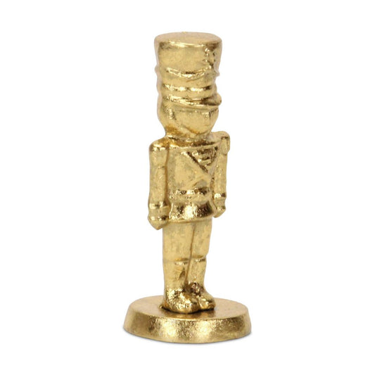 6" Gold Cast Iron Christmas Nutcracker Hand Painted Figurine