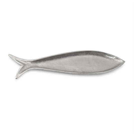23" Silver Cast Aluminum Fish Serving Tray