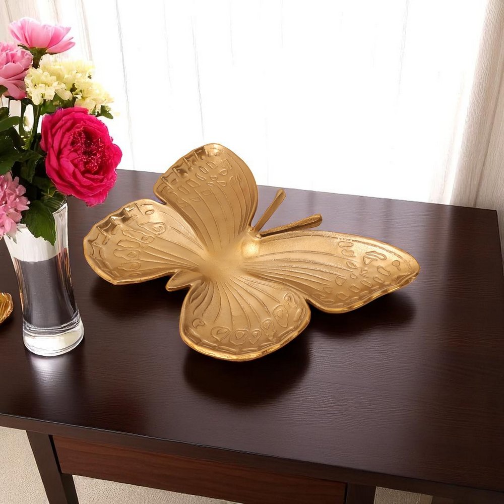 18" Gold Cast Aluminum Butterfly Serving Tray