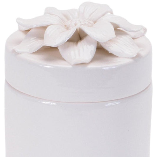 Set of Three White Ceramic Flowers Decorative Keepsake Boxes