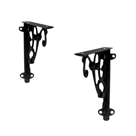 8" Set Of Two Black Metal Wall Mounted Shelf Brackets