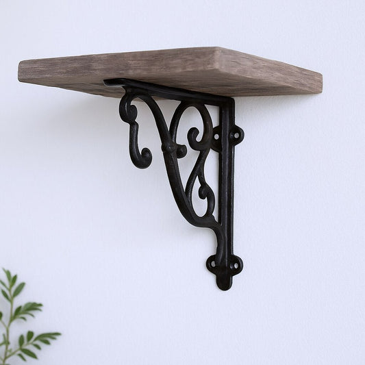 8" Set Of Two Black Metal Wall Mounted Shelf Brackets