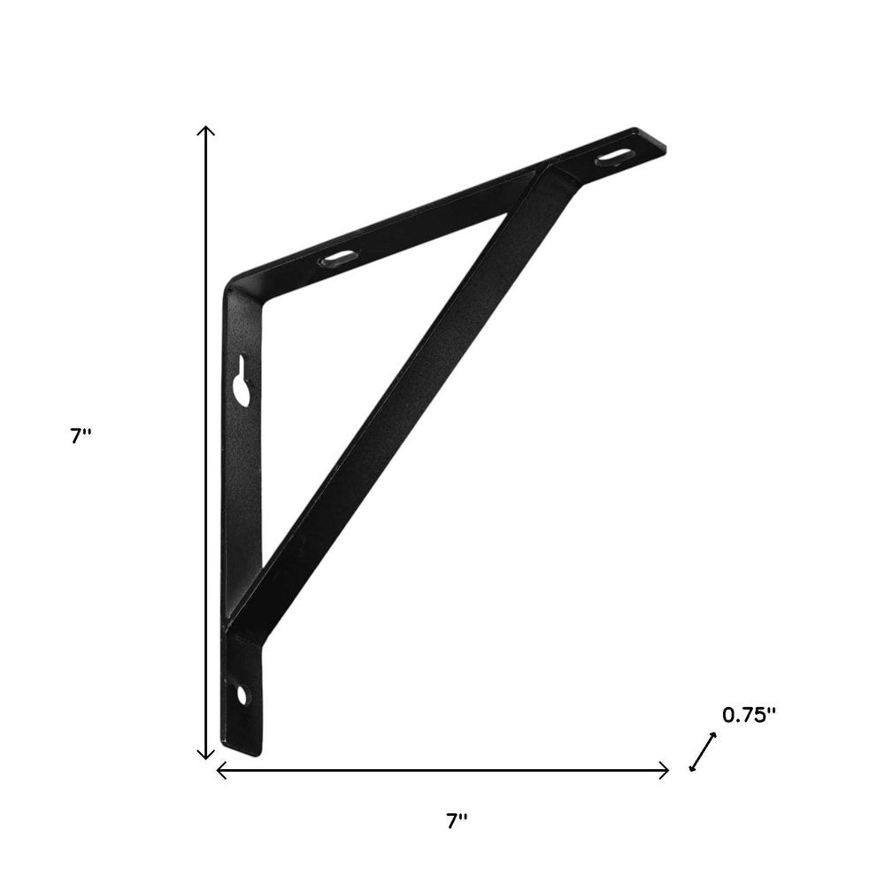 7" Set Of Two Black Metal Wall Mounted Shelf Brackets