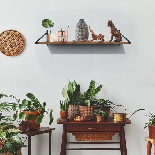 8" Set Of Two Black Metal Wall Mounted Shelf Brackets